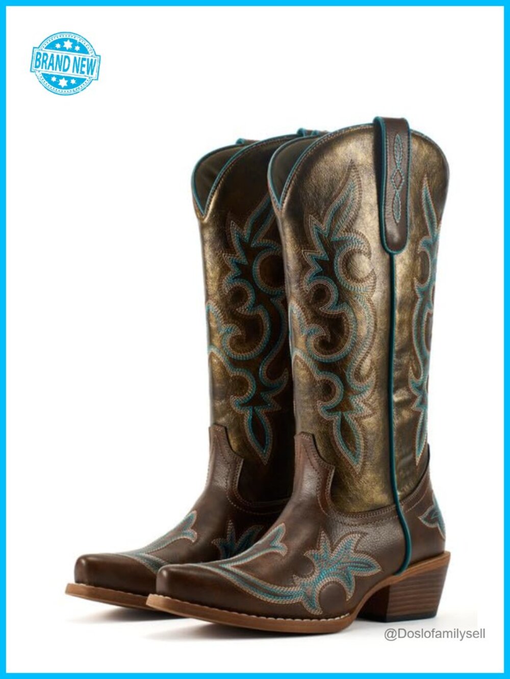 Faux Leather Western Boots Snip Toe Mid-Calf Cowgirl Boots for Concerts